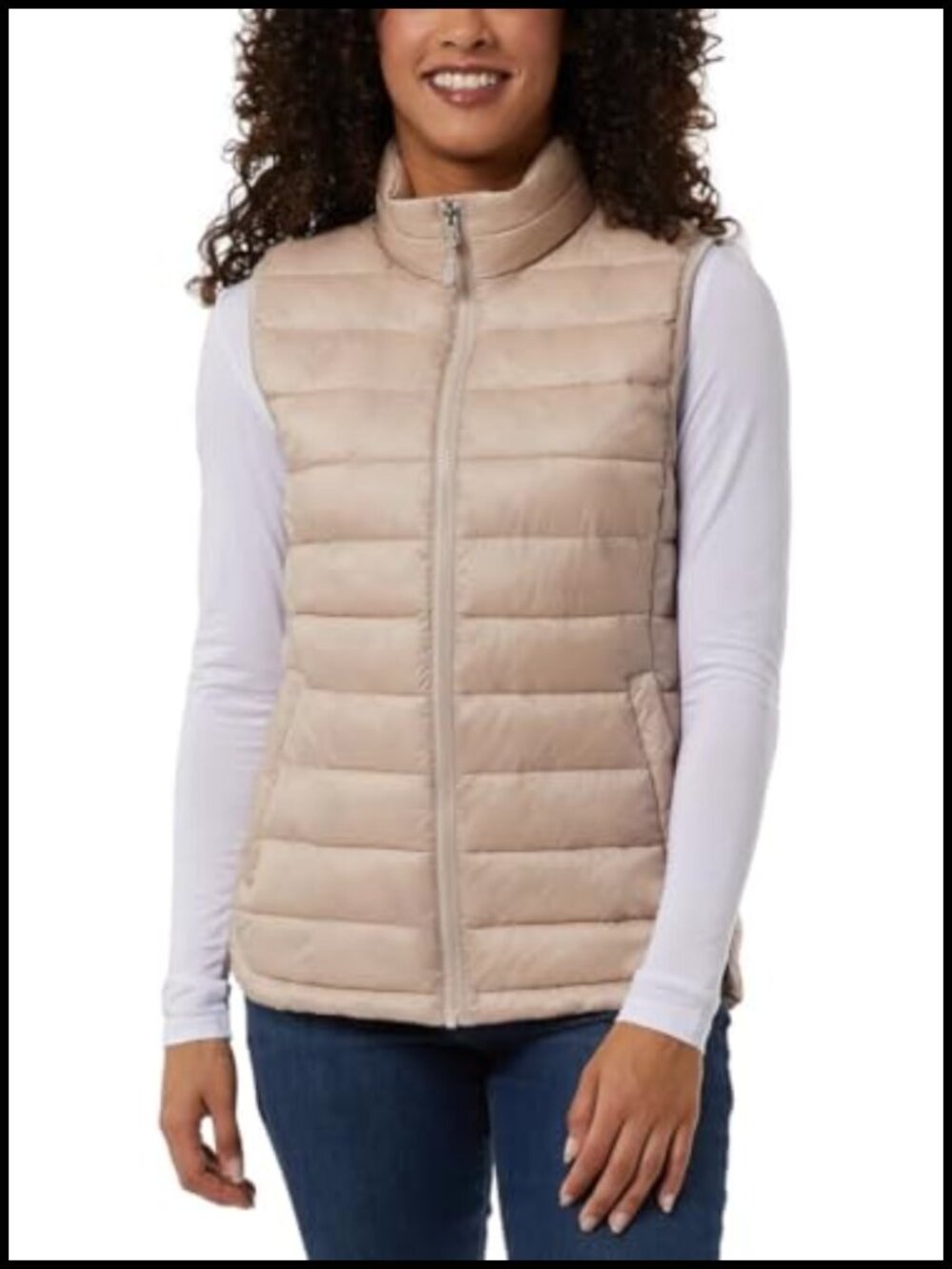 32 Degrees Heat Womens Midweight Vest Sleeveless Quilted Stand Collar Zip